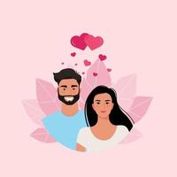 casal apaixonado, cartão postal para o dia dos namorados. jovem mulher e homem. ilustração vetorial em estilo simples vetor