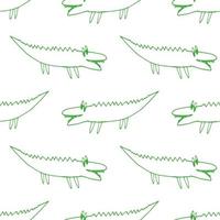 doodle desenhado de mão padrão sem emenda de crocodilos. minimalismo. animais, impressão de bebê fofo, papel de parede, decoração de tecidos vetor