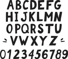 alfabeto e números desenho desenhado à mão conjunto doodle, letras, letra manuscrita vetor