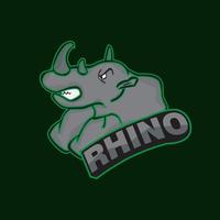 Projeto do logotipo do rhino esports. desenho de mascote de rinoceronte vetor