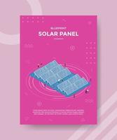 conceito de planta de energia do painel solar para banner e panfleto de modelo com estilo isométrico vetor