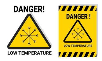 sinais de alerta de perigo de baixa temperatura para segurança do trabalho ou do laboratório ótimo para etiquetas adesivas imprimíveis para notificações de perigo vetor