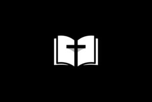 simples cristão jesus cruzar livro bíblico igreja religião logo design vector