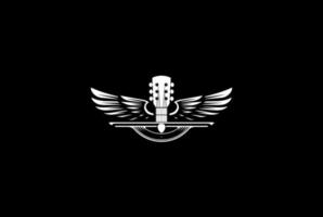 asas de guitarra retrô vintage música logo design vector
