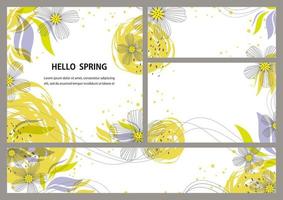 conjunto de fundos florais abstratos da primavera do vetor e cartões isolados em um fundo liso.