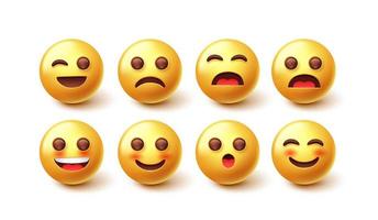 conjunto de vetores de caracteres emojis. Coleção de design de emoticons 3D com expressão de emoção facial isolada no fundo branco para elementos gráficos de emojis. ilustração vetorial.