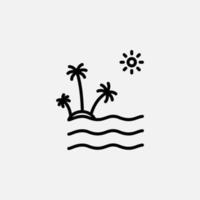 ilha, praia, viagem, verão, ícone de linha do mar, vetorial, ilustração, modelo de logotipo. adequado para muitos propósitos. vetor