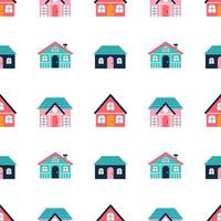casas coloridas, padrão sem emenda de vetor em estilo simples