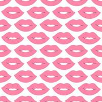 lábios rosados em fundo branco, padrão sem emenda de vetor