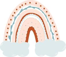 lindo arco-íris nas nuvens. ilustração vetorial. estilo escandinavo, desenho à mão para design, decoração e coleção infantil vetor