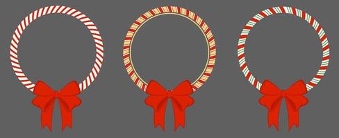 bastão de doces do quadro do círculo. fronteira de Natal de arco vermelho. ilustração vetorial isolada, estilo simples. vetor