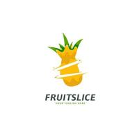 Modelo de ícone de logotipo de frutas frescas de abacaxi ananás fatiado vetor