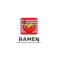 Logotipo da tigela de ramen, macarrão em massa na tigela ilustração do ícone do logotipo vetor