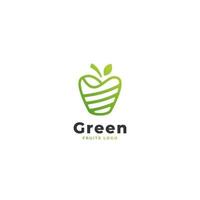 ícone do logotipo da fruta maçã verde estilo simples vetor