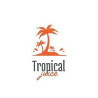 modelo de ícone de logotipo de suco de ilha de laranja tropical vetor