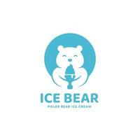 Sorvete de casquinha de sorvete com modelo de ícone de logotipo de mascote de urso polar vetor