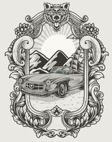 ilustração carro vintage estilo retro vetor