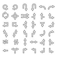 conjunto de ícones e linha de seta do símbolo. vetor de modelo de design