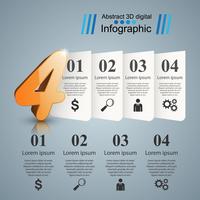 Ilustração 3D digital quatro abstrata Infographic. vetor