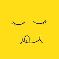 yum yum smile ícone de linha de emoji com boca de lamber a língua. desenho delicioso rosto de doodle para impressão com vetor de estilo desenhado à mão de desenho animado