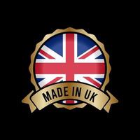 botão de etiqueta de carimbo de emblema de ouro feito no Reino Unido vetor