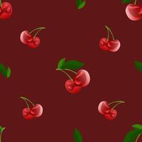 suculento padrão de repetição criado com frutas cereja, padrão sem emenda de frutas cereja criado em fundo colorido liso. vetor