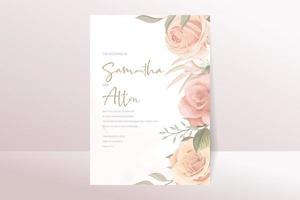 modelo de cartão de convite de lindas rosas vetor