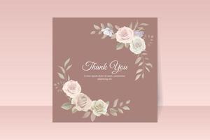 design de cartão de agradecimento com tema de flores vetor