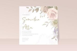 modelo de cartão de convite de casamento com design floral vetor