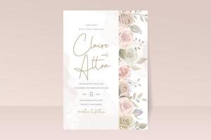 modelo de cartão de convite de lindas rosas vetor