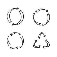 reciclar ícone símbolo vetorial com estilo de desenho animado desenhado à mão vetor