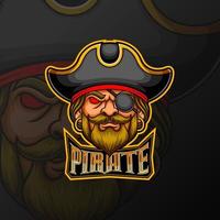 mascote pirata e logotipo do esporte vetor