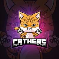 o design do logotipo do mascote do gatinho cathers vetor