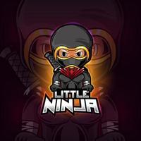 design do logotipo do pequeno mascote ninja esport vetor