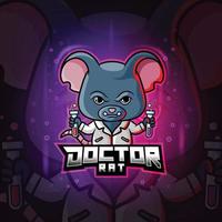 o design do logotipo do mascote químico do rato médico vetor