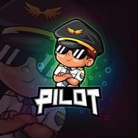 design do logotipo do mascote piloto esport vetor