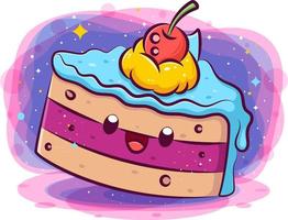 sorrindo fofo desenho animado kawaii de personagem bolo