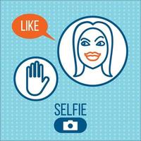 ícone de selfie. mulher na moda tirando um auto-retrato do telefone inteligente. ilustração vetorial. Como. vetor