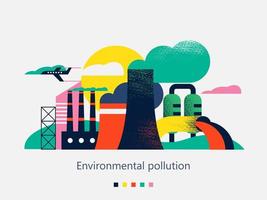 poluição do meio ambiente por emissões nocivas para a atmosfera e para a água. ilustração vetorial 03.jpg vetor