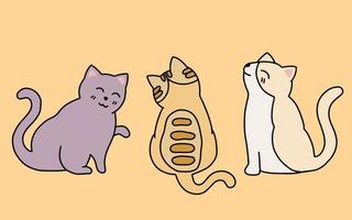 conjunto de gatos fofos kitty cartoon animal animal de estimação personagem ilustração de coleção feliz vetor
