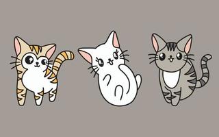 conjunto de gatos fofos gato kitty cartoon animal animal de estimação personagem ilustração de coleção feliz vetor
