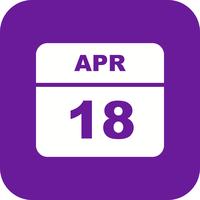 Data de 18 de abril em um calendário de dia único vetor