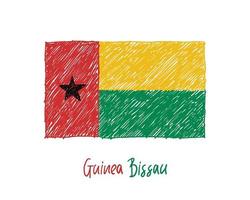 marcador de bandeira da Guiné-Bissau ou desenho a lápis de ilustração vetorial vetor