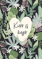 beijo e abraços. conceito de design floral para dia dos namorados e outros usos. vetor