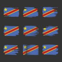 pinceladas da bandeira da república congo pintadas vetor