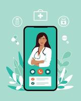 médico online, medicina virtual. consulta médica online. vetor