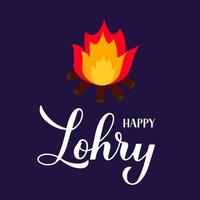 letras de mão feliz caligrafia de lohri. festival indiano tradicional indiano do solstício de inverno. cartaz de celebração hindu. modelo de vetor para cartão de felicitações, convite para festa, banner, panfleto, etc.