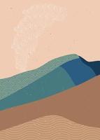 cartaz de paisagem de montanha abstrata. fundo de paisagem geométrica em estilo japonês asiático. ilustração vetorial vetor