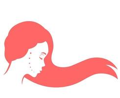 misteriosa garota de cabelos compridos em seu perfil, linda garota, vista lateral em mulher de cabelo branco, ruiva, ilustração vetorial vetor