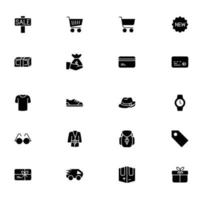 ícones de compras, conjunto de sinalização de loja e-commerce para aplicativos de desenvolvimento web e sites - vetor de estoque